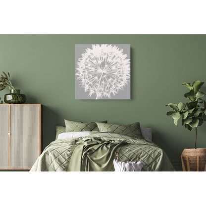 Whimsical Dandelion White and Gray Floral Canvas Art for Modern Home Decor