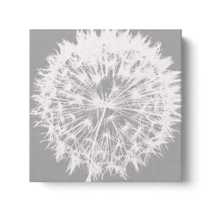 Whimsical Dandelion White and Gray Floral Canvas Art for Modern Home Decor