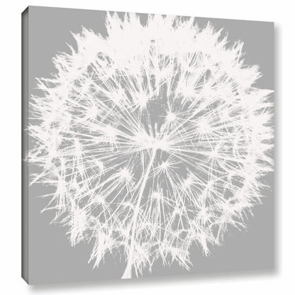 Whimsical Dandelion White and Gray Floral Canvas Art for Modern Home Decor