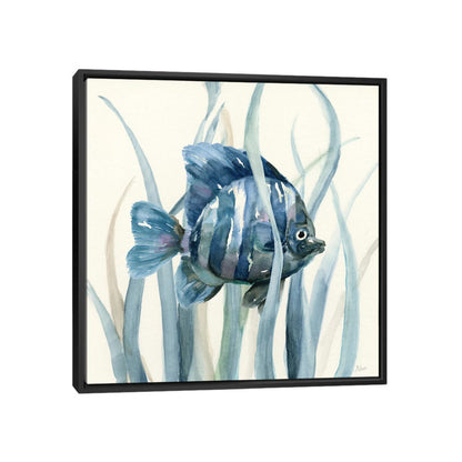 Beautiful Fish Swimming in Seagrass - Coastal Marine Art Print on Canvas