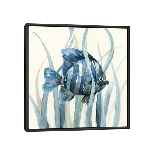 Beautiful Fish Swimming in Seagrass - Coastal Marine Art Print on Canvas