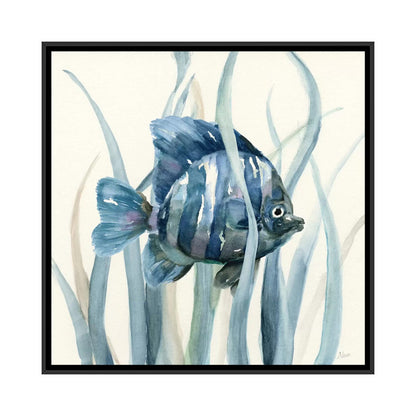 Beautiful Fish Swimming in Seagrass - Coastal Marine Art Print on Canvas