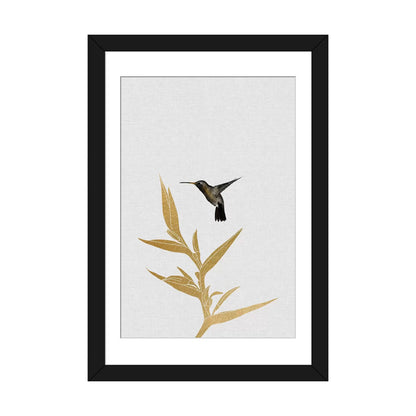 Hummingbird in Flight with Elegant Flower - Captivating Oil Painting on Canvas