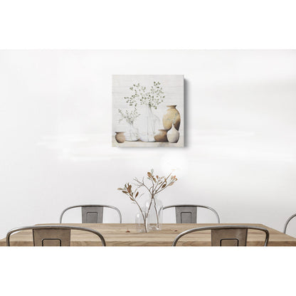 Sage Green Floral Jars Canvas Art | Neutral Decor for Home and Office Walls