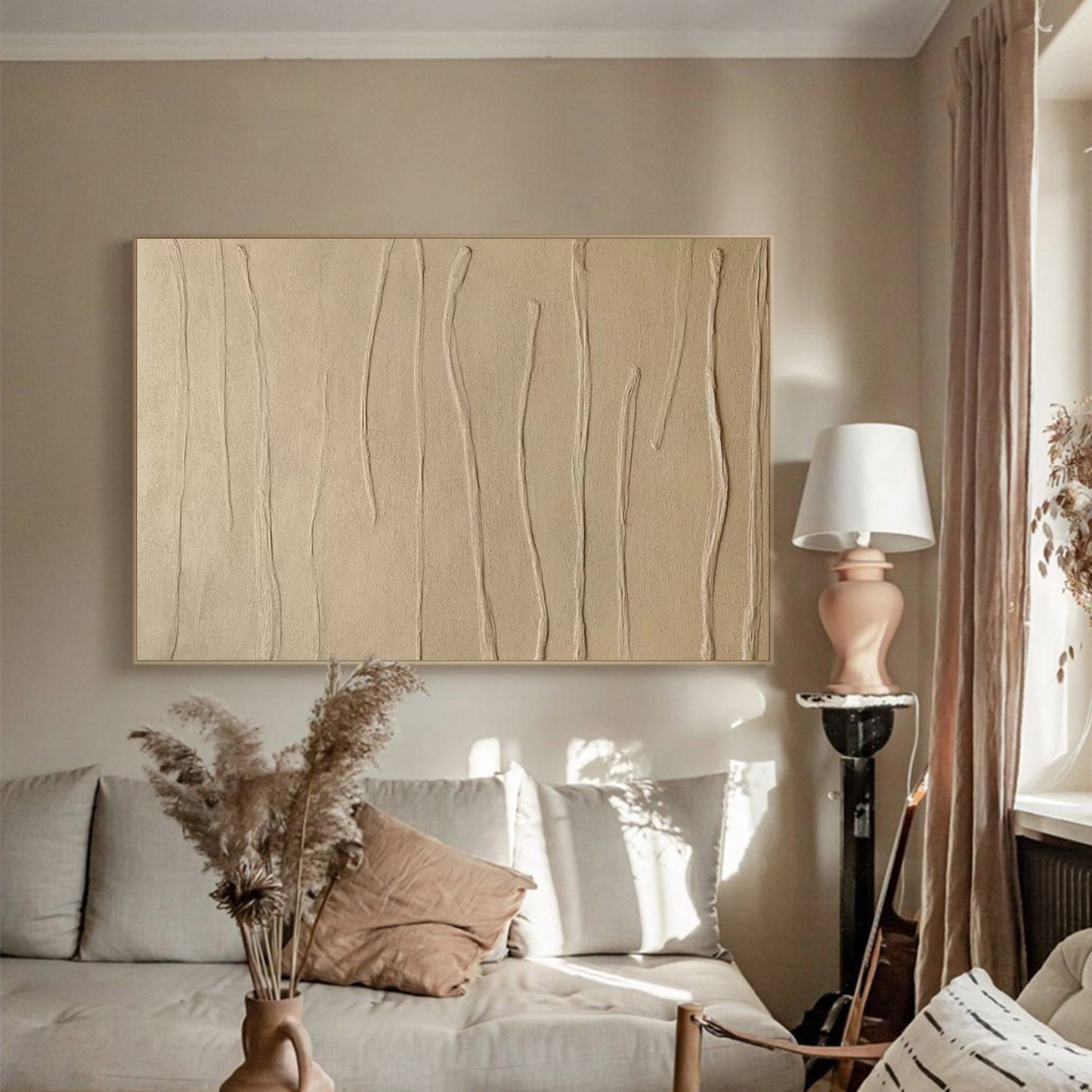 Elegant Minimalist Line Art Oil Painting for Modern Home Decor