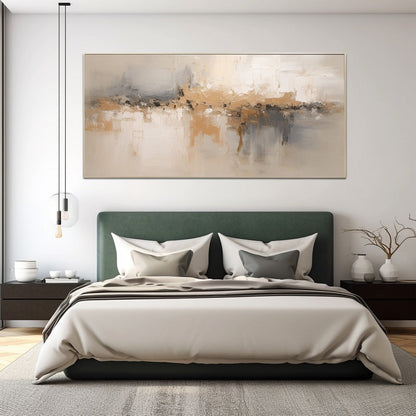 Elegant Minimalist Abstract Oil Painting in Soft Neutrals and Earthy Tones