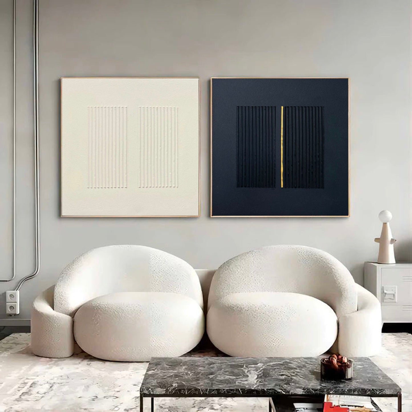 Elegant Minimalist Line Art Oil Painting for Contemporary Home Decor