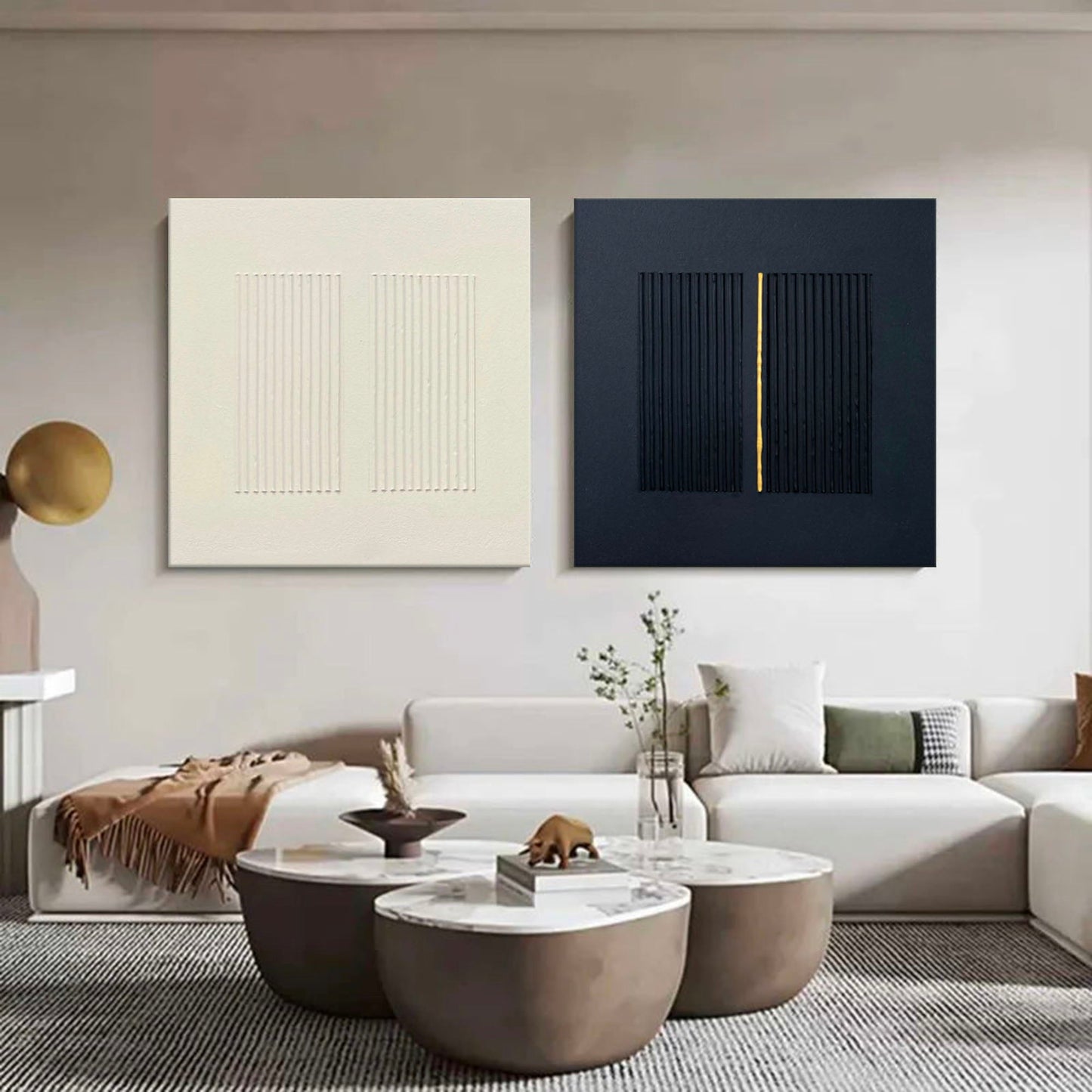 Elegant Minimalist Line Art Oil Painting for Contemporary Home Decor