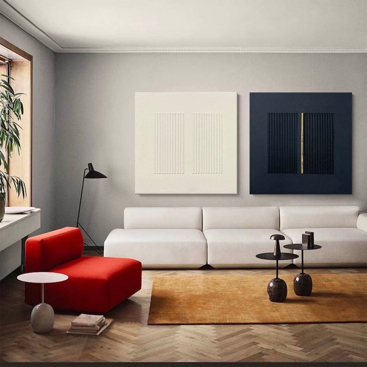 Elegant Minimalist Line Art Oil Painting for Contemporary Home Decor