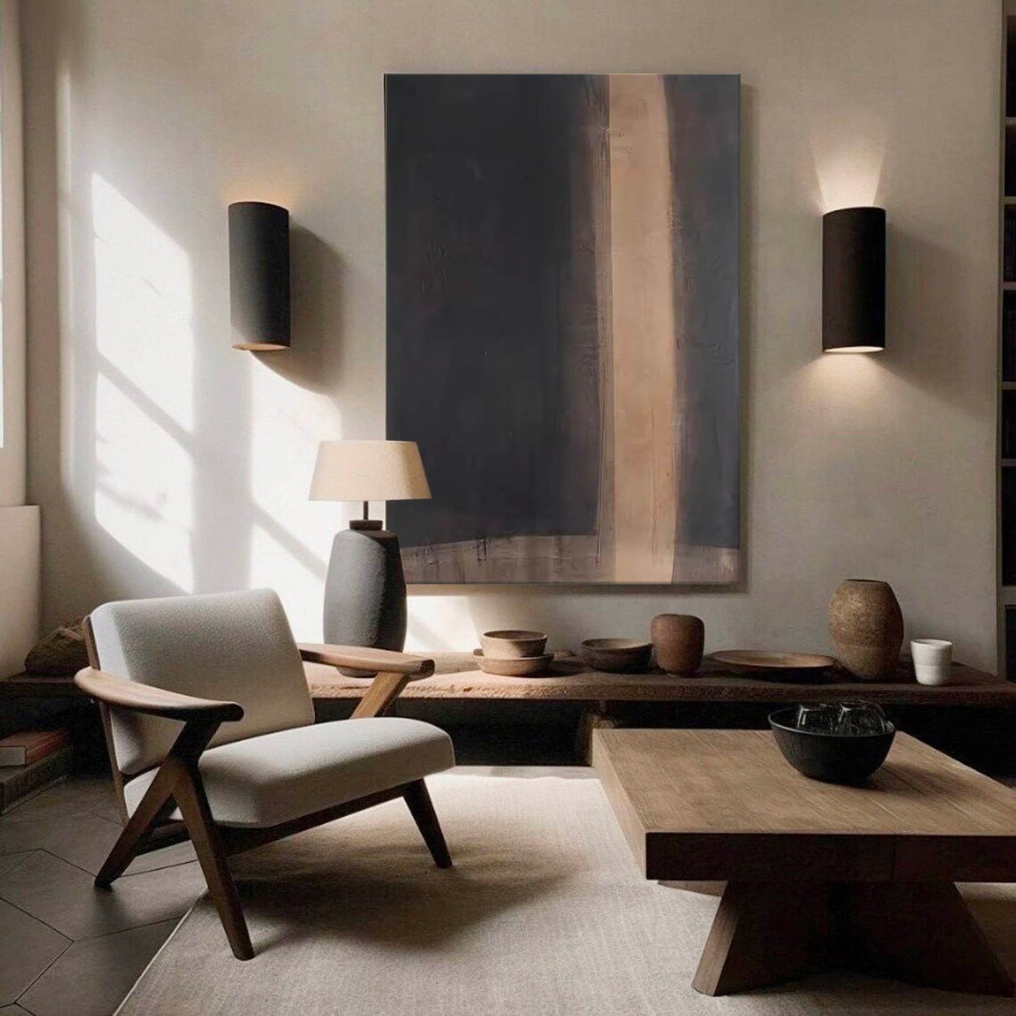 Elegant Minimalist Abstract Oil Painting for Modern Home Decor