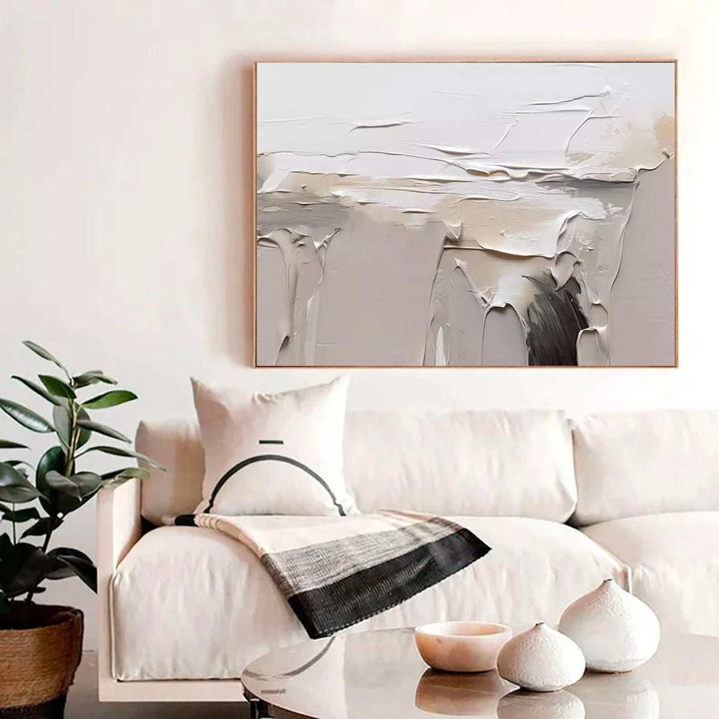 Elegant Minimalist Abstract Oil Painting for Modern Home Decor