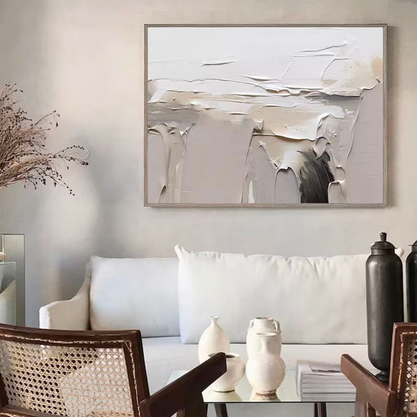 Elegant Minimalist Abstract Oil Painting for Modern Home Decor