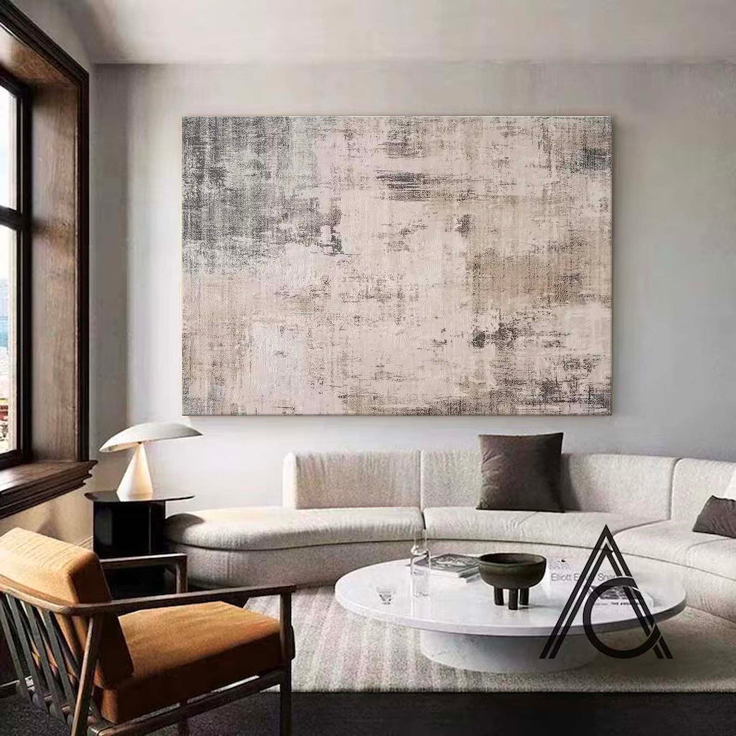 Neutral Tones Minimalist Abstract Oil Painting for Modern Home Decor