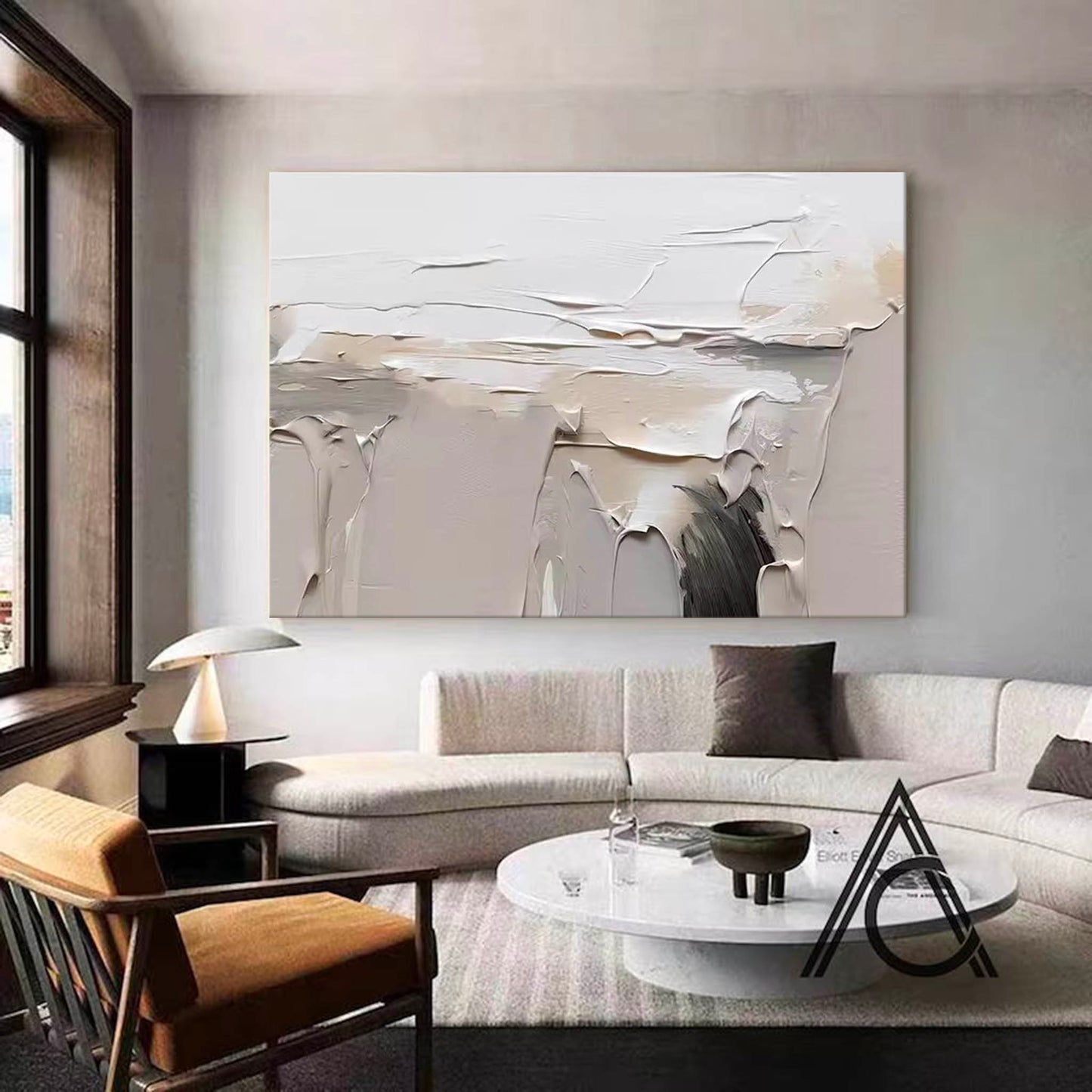 Elegant Minimalist Abstract Oil Painting for Modern Home Decor