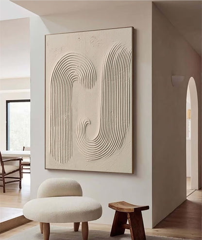 Elegant Beige Minimalist Abstract Artwork for Modern Home Decor