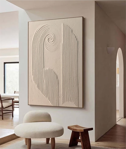 Contemporary Beige Abstract Oil Painting for Modern Home Decor