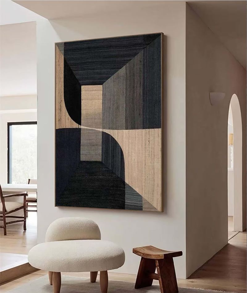 Stylish Geometric Abstract Oil Painting for Modern Home Decor