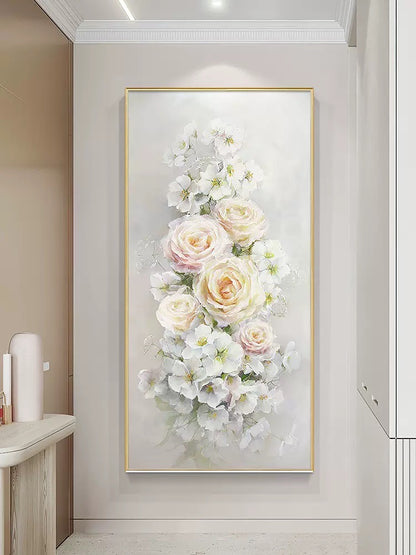 Abstract Floral Rose White Dream Oil Painting