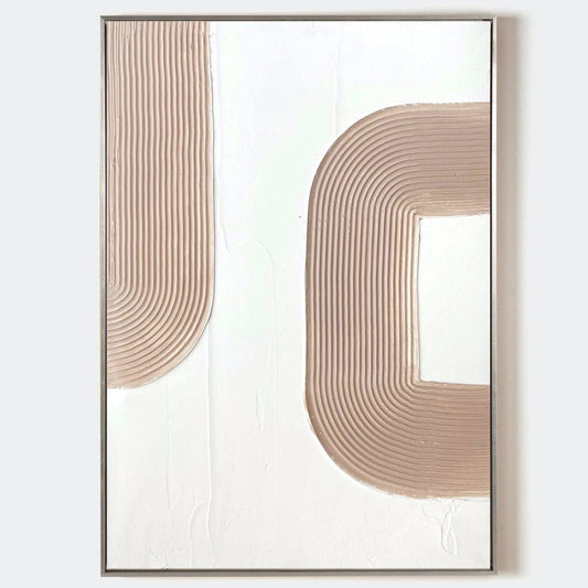 Contemporary Minimalist Abstract Oil Painting with Textured Lines
