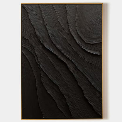 Elegant Minimalist Black Abstract Oil Painting for Contemporary Decor