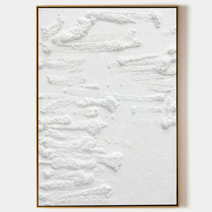 Abstract White Textured Oil Painting for Modern Home Decor