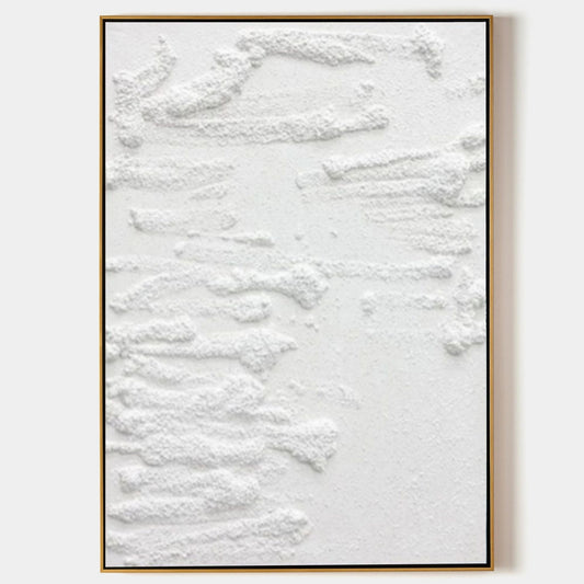 Abstract White Textured Oil Painting for Modern Home Decor