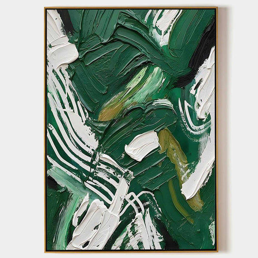 Vibrant Abstract Green Oil Painting for Modern Home Decor and Art Lovers