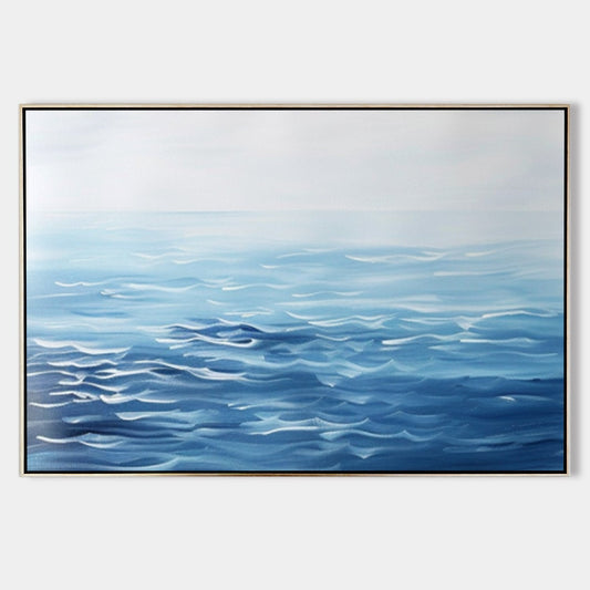 Serene Ocean Waves Oil Painting for Tranquil Beachside Decor