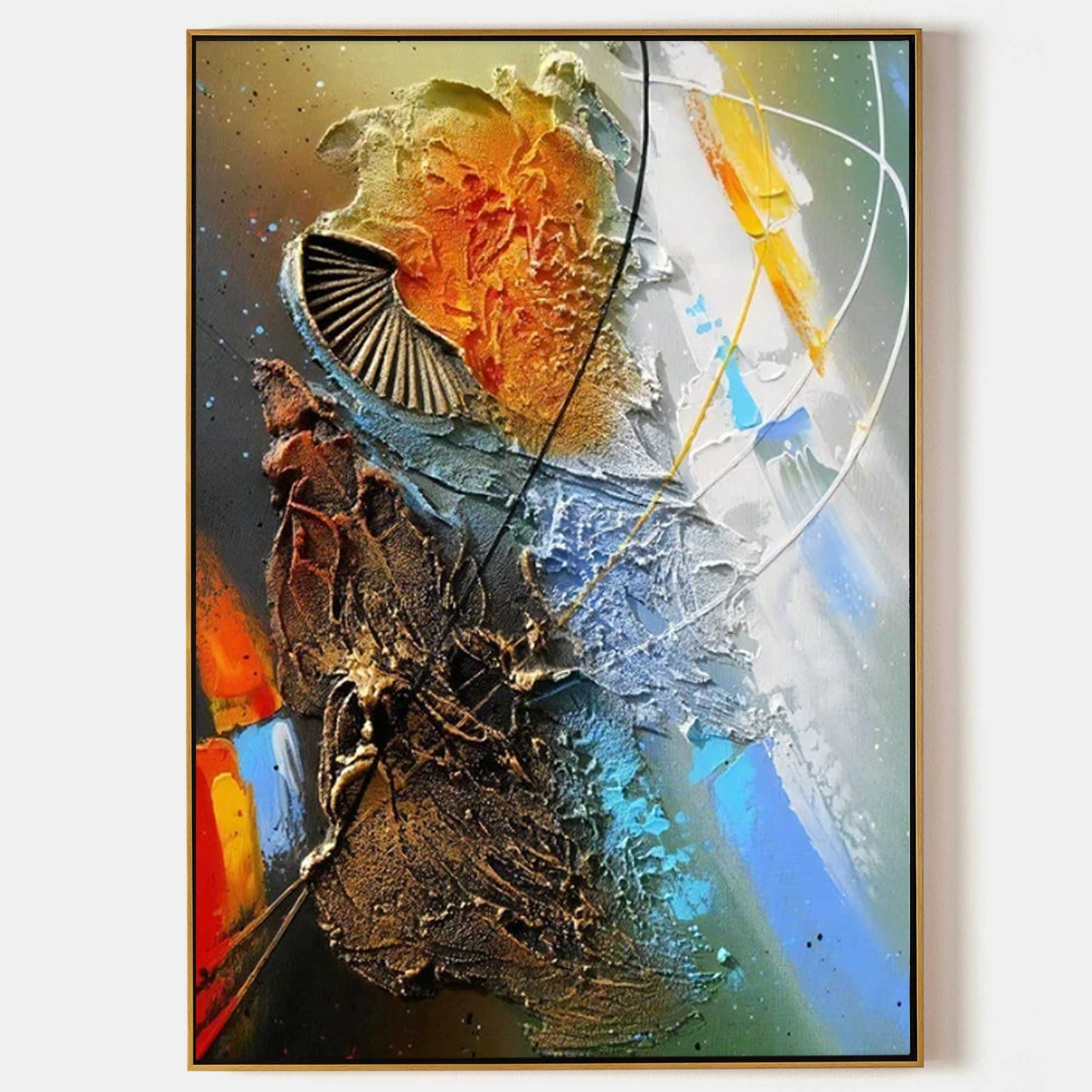 Vibrant Abstract Oil Painting with Textured Colors for Modern Home Decor