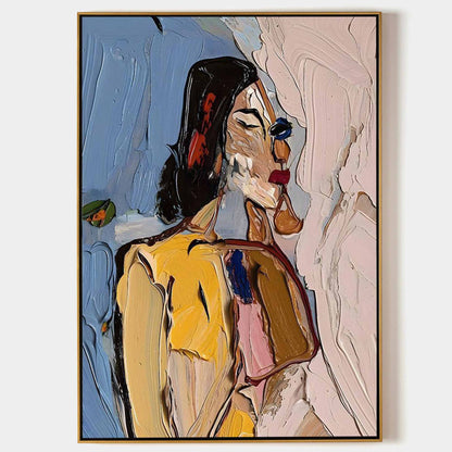 Vibrant Abstract Portrait Oil Painting in Bold Colors for Modern Art Lovers