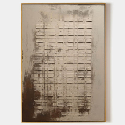 Textured Neutral Wall Art - Contemporary Wabi-Sabi Oil Painting for Modern Home Decor