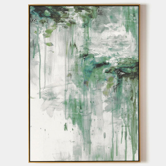 Serene Green Abstract Landscape Oil Painting for Modern Home D√©cor