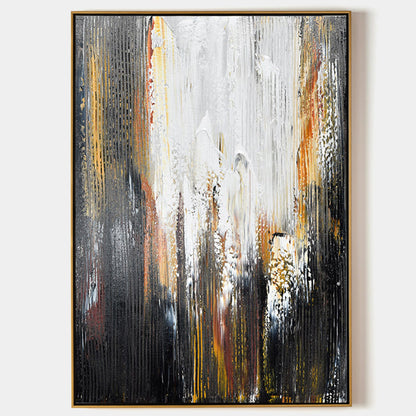 Stunning Black and Gold Abstract Oil Painting for Modern Home Decor