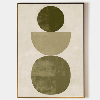 Contemporary Geometric Oil Painting in Earthy Tones for Modern Home Decor