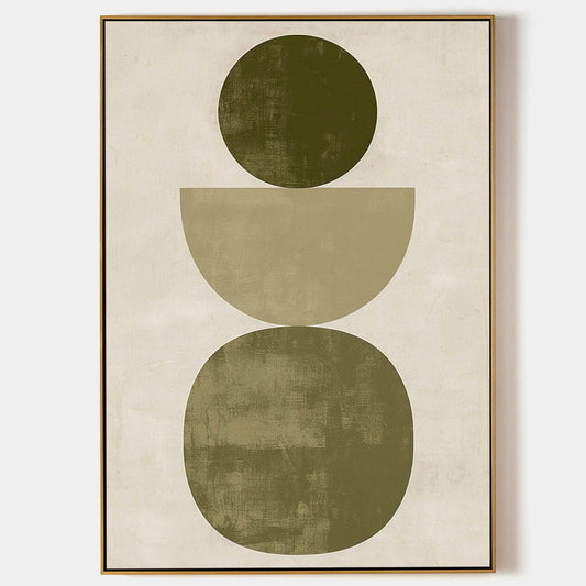 Contemporary Geometric Oil Painting in Earthy Tones for Modern Home Decor
