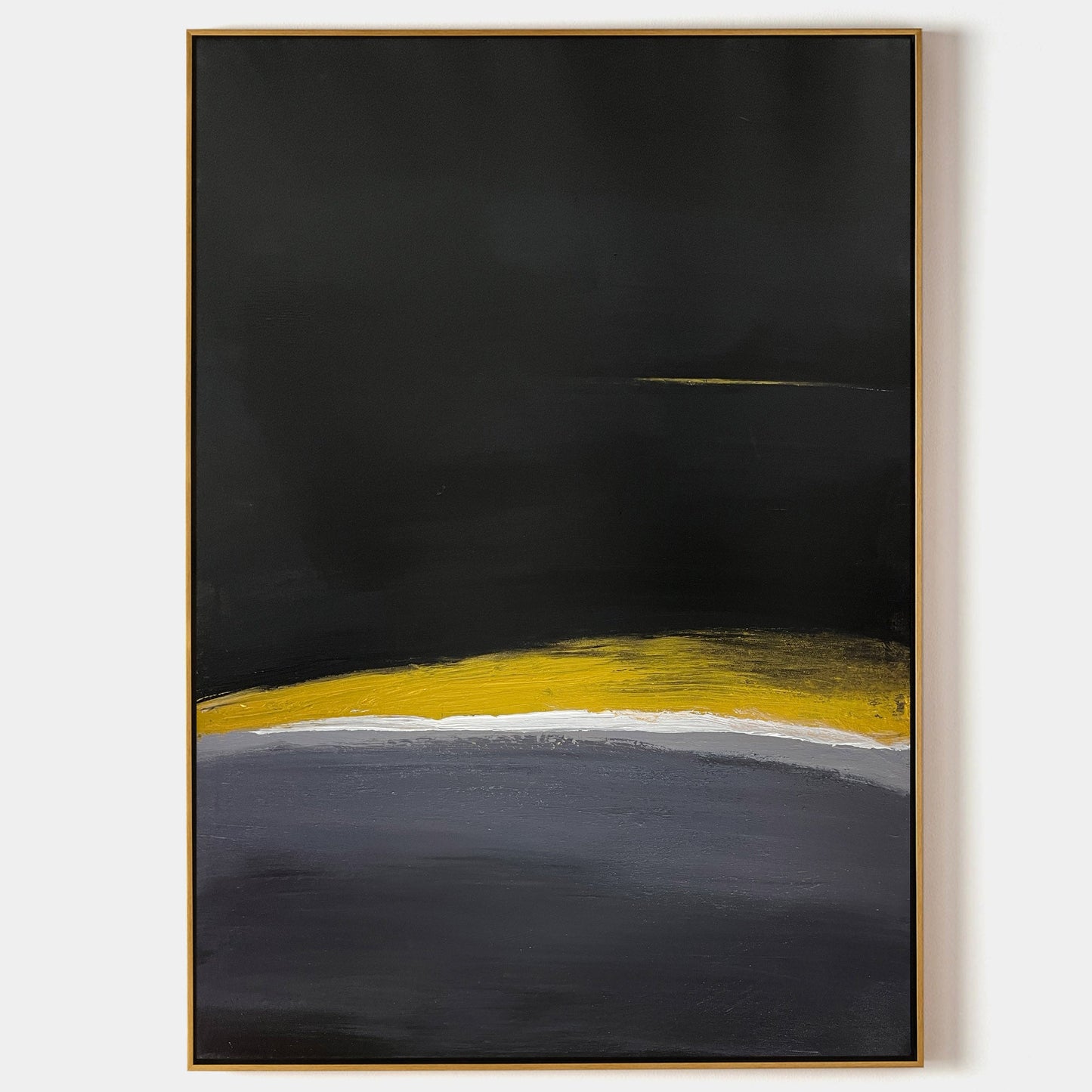 Contemporary Black and Yellow Abstract Oil Painting for Modern Interiors