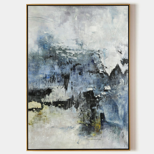 Tranquil Blue Abstract Oil Painting for Modern Home Decor