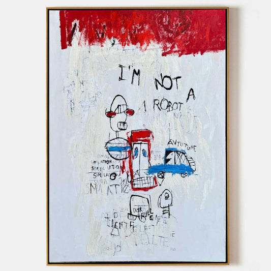 Colorful Abstract Robot Graffiti Oil Painting for Unique Home Decor
