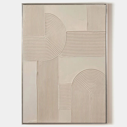 Contemporary Beige Abstract Relief Artwork for Modern Home Decor