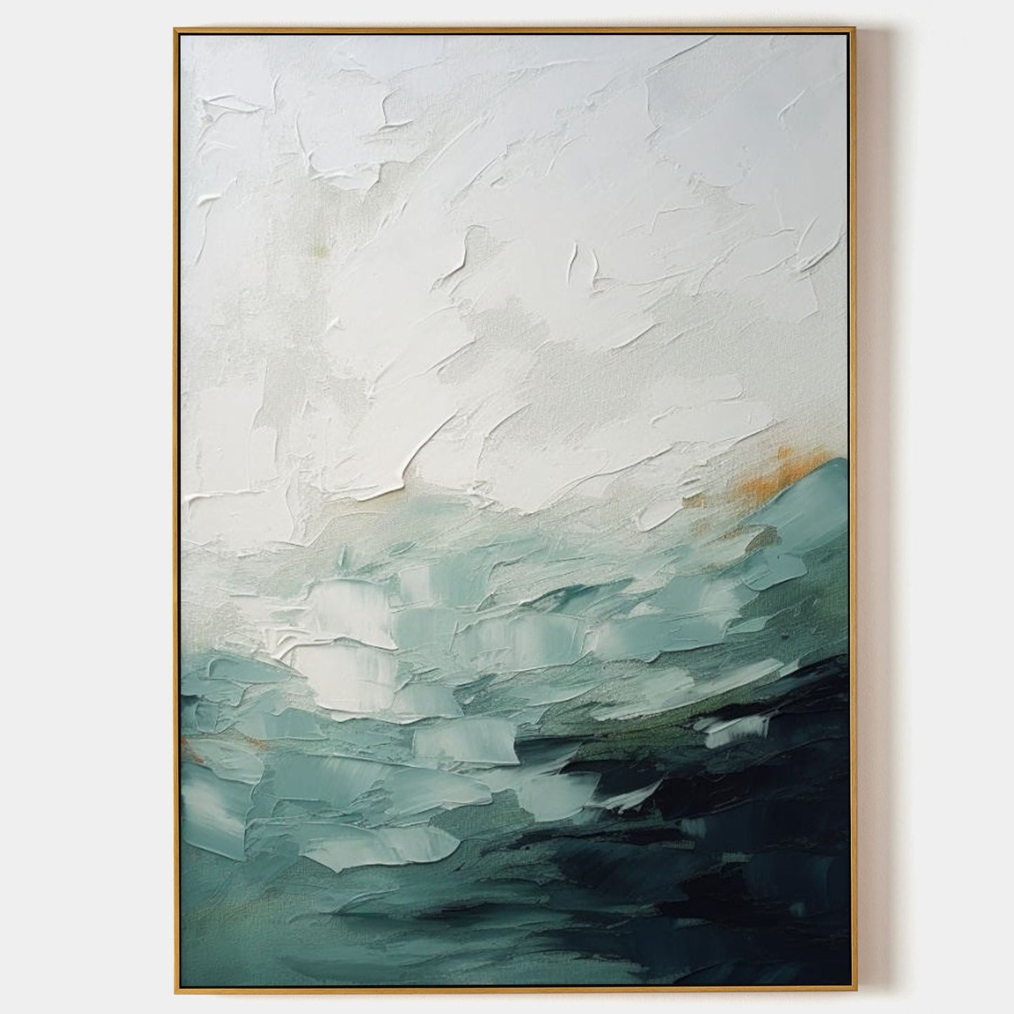 Serene Abstract Oil Painting with Tranquil Waves in Cool Tones