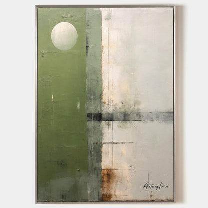 Contemporary Green Abstract Oil Painting for Modern Home Decor