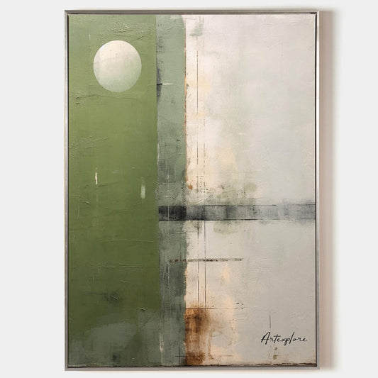 Contemporary Green Abstract Oil Painting for Modern Home Decor