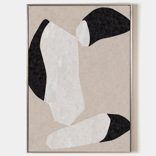 Contemporary Beige Abstract Oil Painting for Modern Home Decor