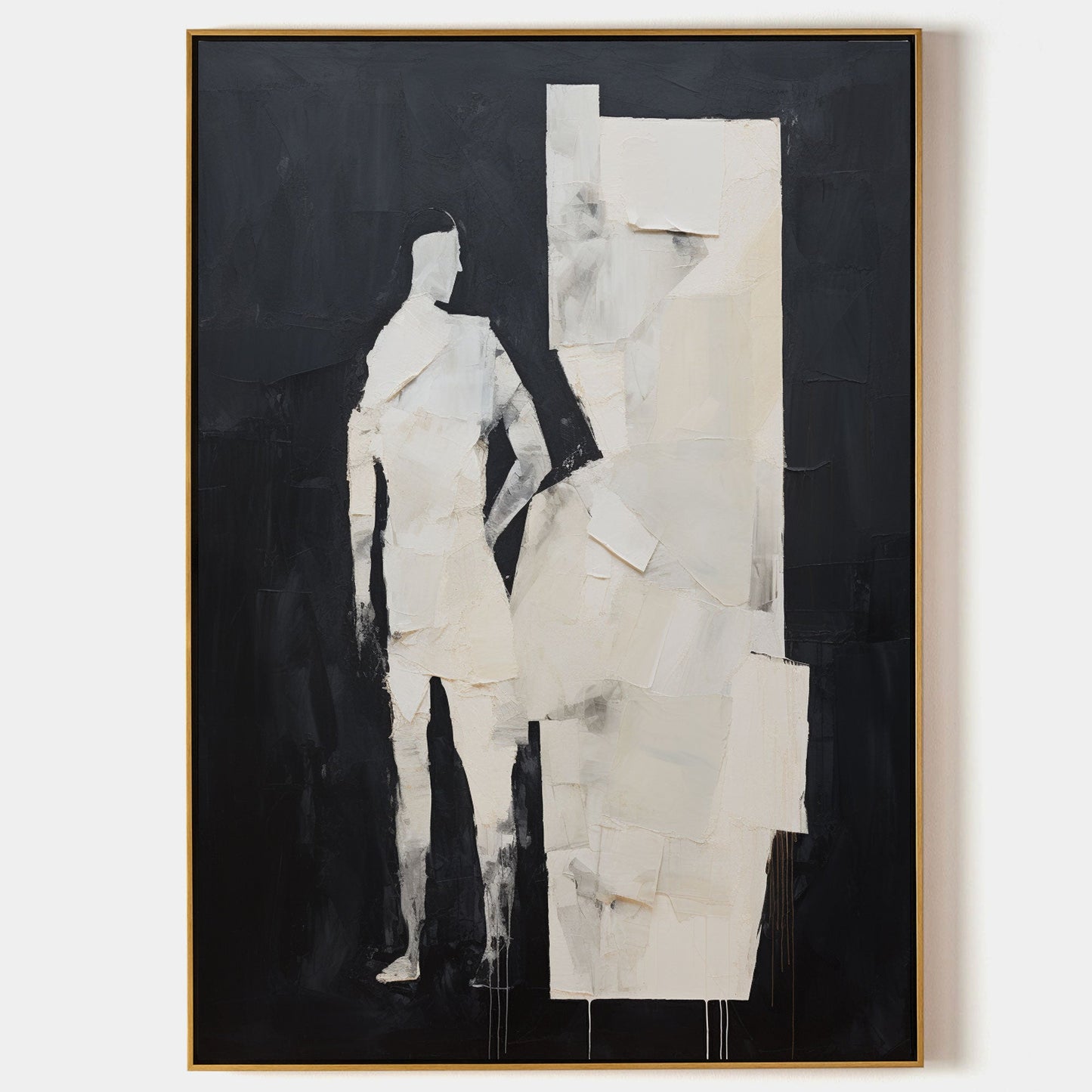 Modern Abstract Oil Painting - Minimalist Figure with Bold Textures