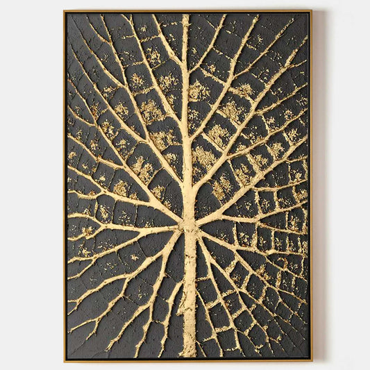 Textured Leaf Design Oil Painting - Abstract Art for Modern Home Decor