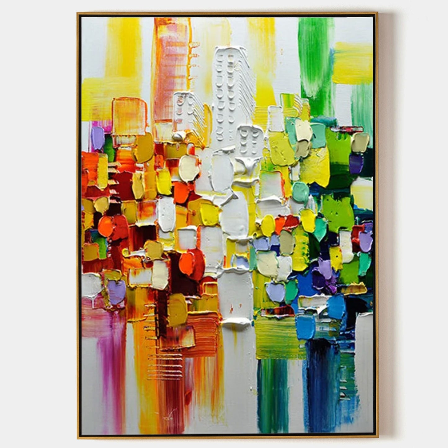 Vibrant Abstract Oil Painting with Bold Colors and Texture for Artistic Home D√©cor