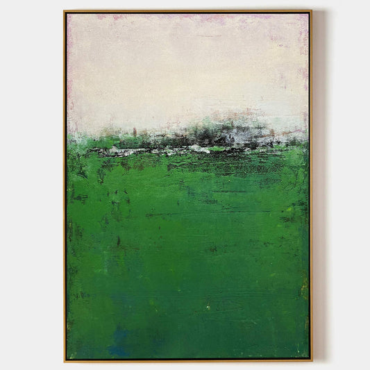 Serene Green Landscape Oil Painting for Modern Home Decor