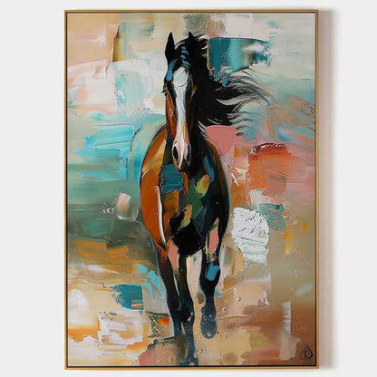 Vibrant Abstract Horse Painting - Modern Wall Art for Horse Lovers