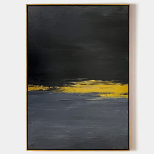 Contemporary Black and Gold Abstract Oil Painting for Modern Home Décor