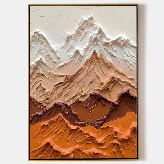 Textured Mountain Landscape Oil Painting in Warm Earth Tones